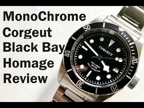 Corgeut 2010 Monochrome Tudor Black Bay Homage Watch Review NH35