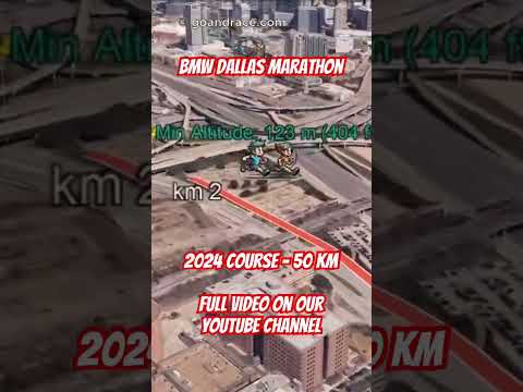 BMW Dallas Marathon (2024): fly over the 50 km course! Video of the race path.