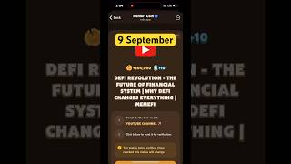 MemeFi YouTube video code today 9 September | MemeFi YouTube video secret code today | #crypto