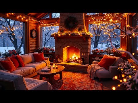 Cozy Cabin Atmosphere 🎄 Relaxing Jazz & Fireplace Ambience for a Magical Holiday Vibe