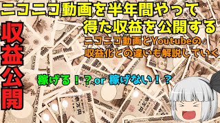 【収益公開】【ニコニコ動画】ニコニコ動画を半年間やって得た収益を公開する Youtubeとニコニコ動画の収益化の違いも解説していく【Youtube】