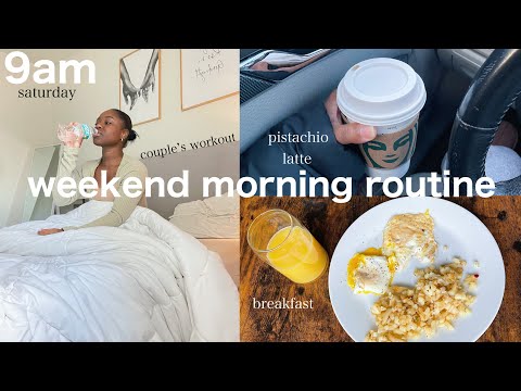 my weekend morning routine 2022 | saturday routine! (brand collab, couple workout, pistachio latte)