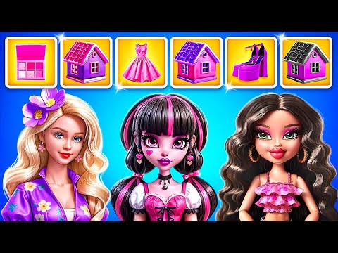 We Build a Secret Room! Barbie vs Bratz vs Monster High! Dollhouse in Real Life!