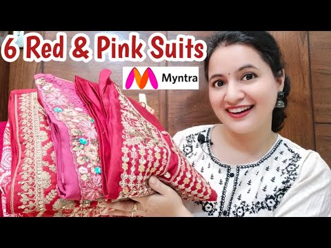 Red and Pink Beautiful Kurta Sets at 82% off From MYNTRA / MYNTRA Suit Sets Haul /Neema's  Talk