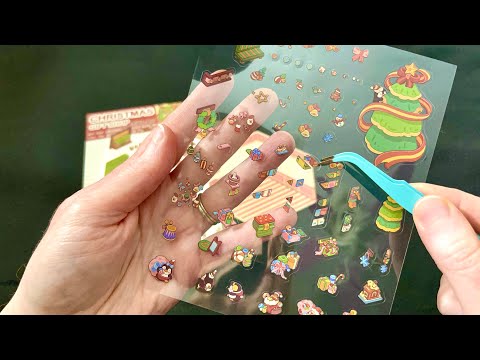 ASMR DIY Sticker Scene | Christmas Gift Shop (whispered, sticker sounds, mouth sounds)