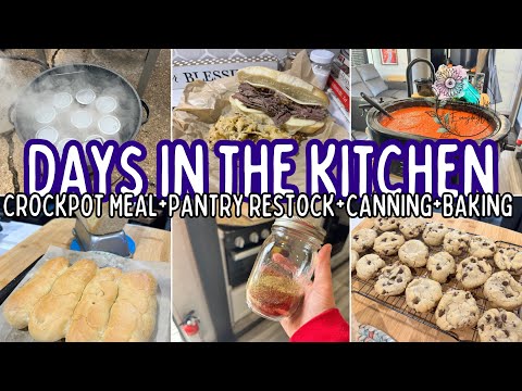 Busy Days in the Kitchen || Pantry Restock + Canning + From Scratch Baking & Crockpot Meal