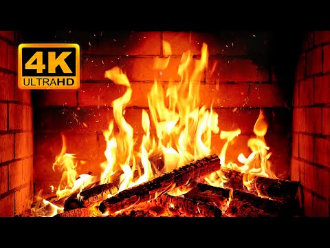 FIREPLACE 4K 🔥 Fireplace video with Burning Logs & Fire Sounds. Christmas Fireplace