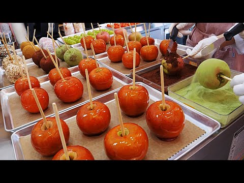 Japanese style dessert! Whole apples coated in sweet sugar. Tanghulu, Ringo Ame / Korean street food