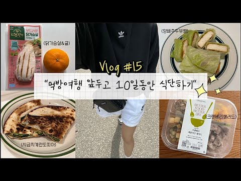 Vlog #15 | 먹방여행 앞두고 10일식단(시금치또띠아,양배추두부쌈,닭가슴살,샐러드,빵…)