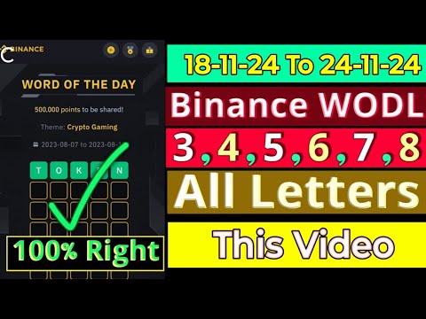 Binance world of the day letters | 18 November to 24 November | New Binance World Answer