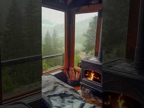 watch the rain by the window #rainambience #fireplace #thewhiteroom