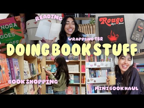 bookish vlog📚🌹🧸book shopping, reading, mini book haul, wrapping tbr books and more!!