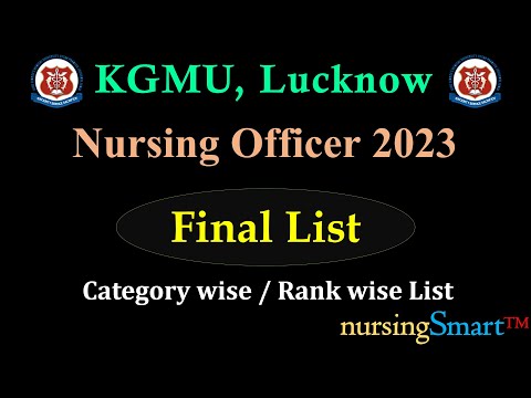 KGMU | Nursing Officer | 2023 | Category wise / Rank wise List #kgmu_nursing_officer