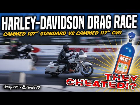 Harley Drag Race with Nitrous: Cammed 117" vs Cammed 107" vs Stock 2024 117"!