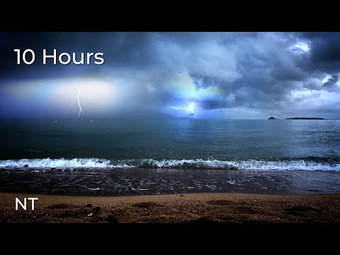 Tropical Ocean Thunderstorm | Lightning Stormy Weather , Rolling Thunder & Rain Sounds for Sleep