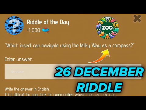 Riddle Of The Day Zoo 26 December | Zoo Riddle Of The Day 26 December | Riddle Of The Day Code Zoo