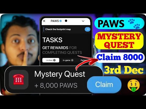 Paws Mystery Quest 3 December | Paws Mystery Quest Solved ✅ | Claim 8000 Paws | Paws Combo 3 Dec