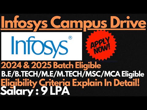 Infosys Mega Recruitment 2024 & 2025 Batch Eligible | Salary : 9.5 LPA 🔥🔥