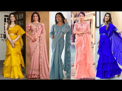 Frill/Ruffle Saree Design Collection//Latest Party Wear Ruffle Saree Design//New Fashion Dresses