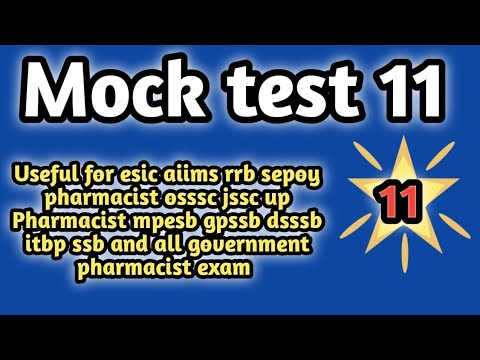 mock test11 forgovernmentpharmacistexam preparation#rrbpharmacistexam#ossscpharmacistandmphwexam2024