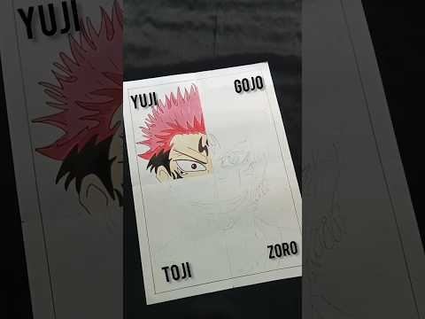 sukuna Drawing ❤️dut 4 another face Yuji , Gojo ,Toji , Zoro #anime #yuji #gojo #toji #zoro #short