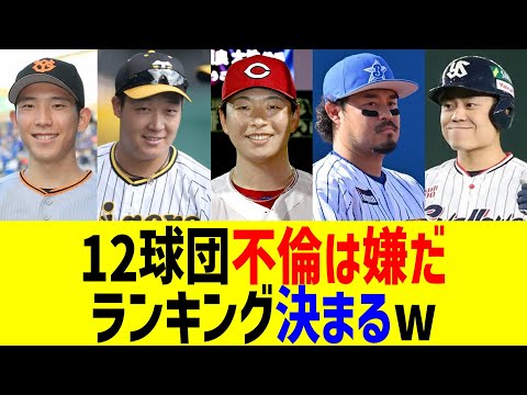 12球団不倫は嫌だランキング決まるww