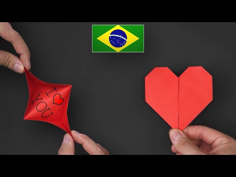 Origami de Coração com Mensagem Surpresa Fácil / Cartão Pop-up - Tutorial PT-BR