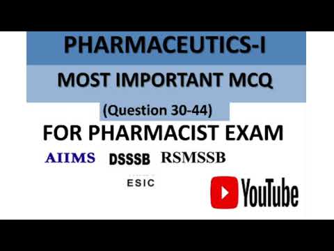 Pharmaceutics Part 3 MCQ |pharmacist exam preparation| AIIMS, RSMBB, ESIC,CGHS,GPAT,NIPER