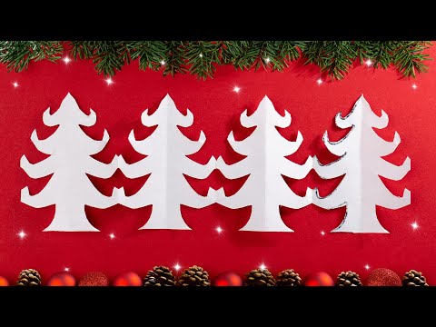 Cutting Paper Art Designs for Christmas Decoration 🎄 How to make a paper Christmas tree garland