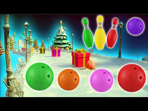 ❄️ Winter Adventure Bowling Ball Kinetic Sand Colors Snowmen Numbers! 🎁⛄ Fun Learning for Kids! 🎳