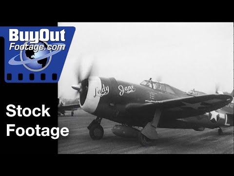 P-47 Thunderbolts Bomber Escort | WW2 Stock Footage