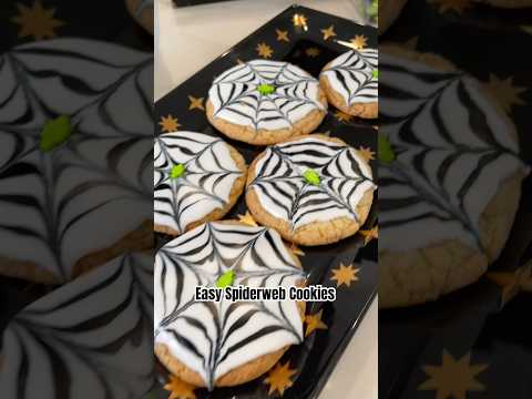 Easy Spiderweb Cookies for Halloween #Shorts #HalloweenCookies #HalloweenBaking #HalloweenTreats