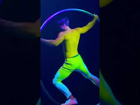 Cyr Wheel! 😵‍💫 Would you try spinning in the wheel? #acrobat #circus #cyrwheel #slowmotion