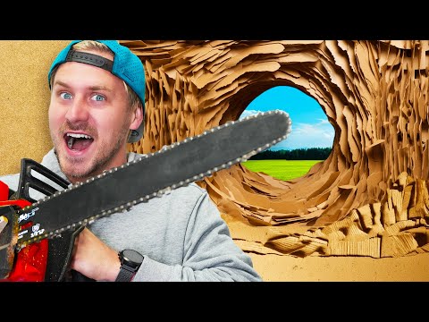 Breaking Through 100 Layers of Cardboard! *Escape Challenge*