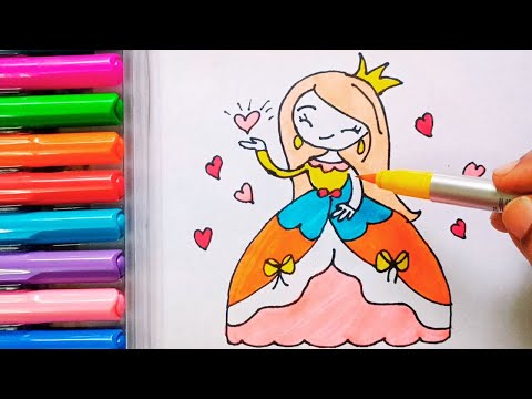 Drawing and Painting  Princess with Hearts for Kids & Toddlers | Simple Drawing, Coloring #drawing