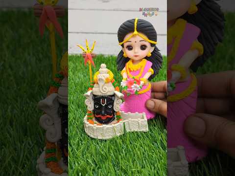 Cute Parvati Maa Worship Maha Shivling 🕉️🙏🌺 Maa Parvati Idol Making With Clay 💕🥰🙏🙏Har Har Mahadev🙏🙏🙏