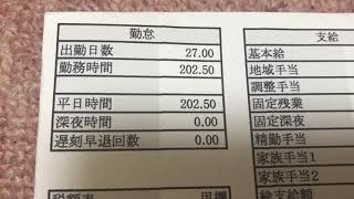 給与明細 ブラック企業のふざけた給料