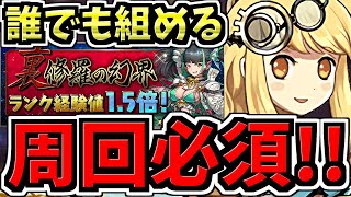 【周回必須】裏修羅ランク経験値 約5倍！ほぼ誰でも組めるオススメのランク上げ編成！代用・立ち回り解説！両サレでも片サレでもとにかく周回しましょう！裏魔門の守護者【パズドラ】