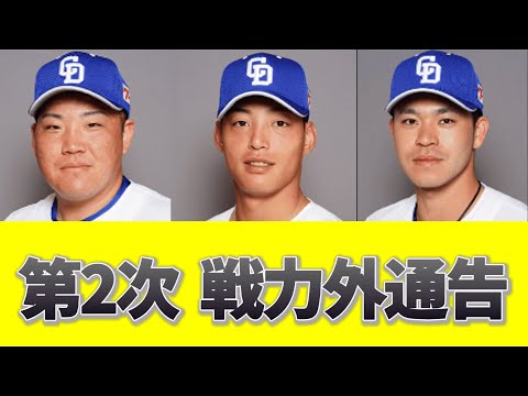 【中日】第２次　戦力外通告