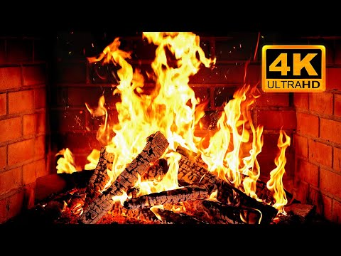 🔥 Cozy Fireplace 4K (12 HOURS). Fireplace with Crackling Fire Sounds. Fireplace Ambience