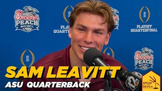 ASU QB Sam Leavitt speaks at Peach Bowl Media Day