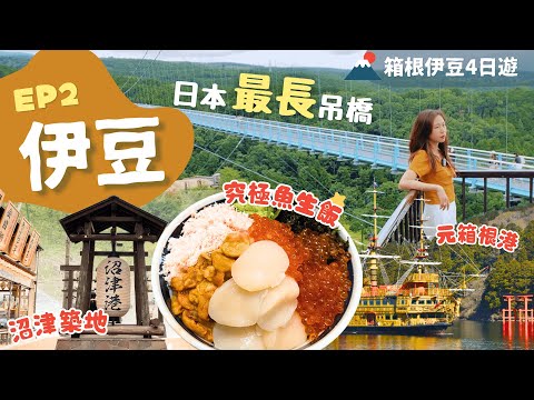 【伊豆旅行】EP2箱根－三島：去完箱根去這裡就對了！海賊船特別室超美✨慢遊沼津港魚市場吃人氣魚生飯＼日本最長吊橋📸沼津港水門打卡／富士見酒店推介｜附詳細交通｜靜岡｜東京近郊｜一人旅｜箱根伊豆4日遊