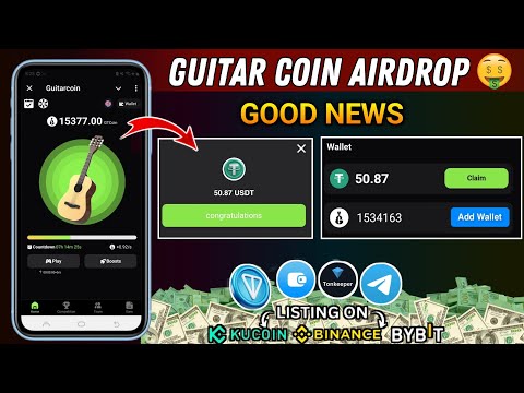 Telegram Earning Bot Guitar Coin | New TON Earning bot | Blockchain,Mining, Airdrop Bot today #usdt