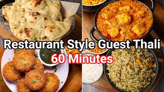 Restaurant Style Guest Thali Recipe in 60 Mins - Tandoori Roti, Veg Pulav, Dahi Kebab & Paneer Sabji