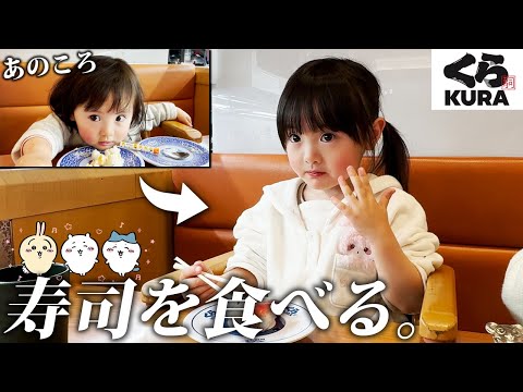 あの頃から成長して「寿司」を食べるようになった4歳娘が回転寿司で爆食い！？ちいかわコラボ目当てにくら寿司に行ってきました🍣