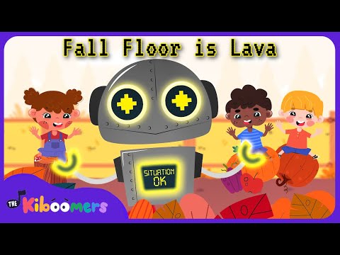 Fall Floor is Lava Challenge - Autumn Theme Obstacles - The Kiboomers Fun Dance Songs