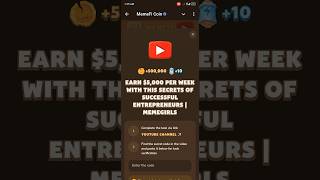 Earn $5000 Per Week With This Secret Of Successful | Code Memefi | Memefi Youtube Video Code