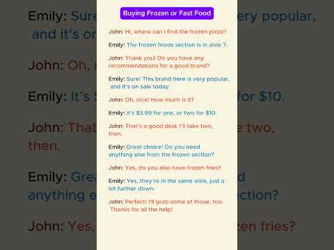 English conversation Buying Frozen or Fast Food in Supermarket. #shorts