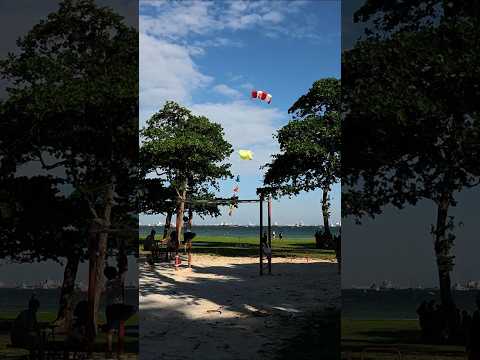 Flying giant fluorescent Cupid at Singapore beach | East Coast Park |  Giant inflatable kites