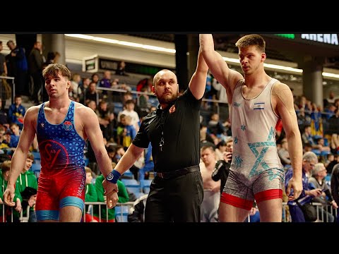 U20 Nikita Gubarets (ISR) vs Bence Veress (HUN) 97kg. Greco-roman men wrestling. B-cam-man